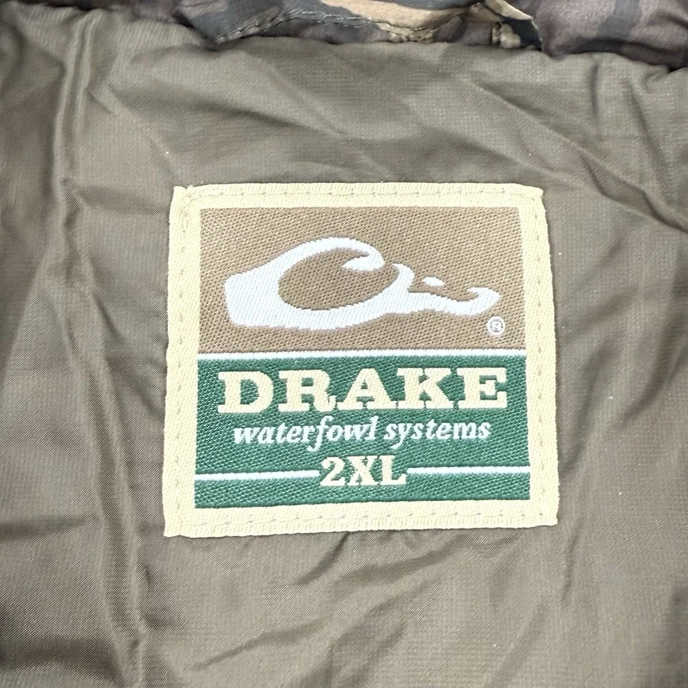 Drake Waterfowl Jacket Men's 2XL Mossy Oak Camo Convertible Vest Puffer Outdoors